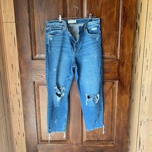 Abercrombie & Fitch Blue Distressed Ankle Jeans